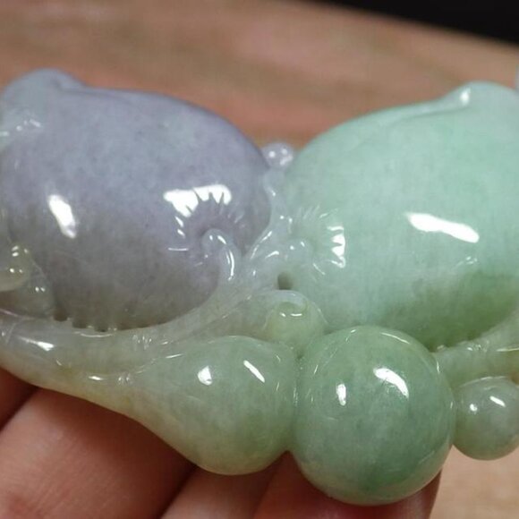 Certified Green Lavender Natural A Jade jadeite pendant Frog Toad Peach 风水蟾蜍 790 - Picture 8 of 10